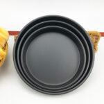 NNEAGS 2X 8-inch Round Black Steel Non-stick Pizza Tray Oven Baking Plate Pan