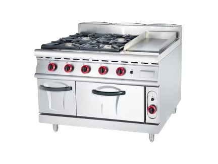 LM Commercial Gas Range with 4-Burner & Griddle & Gas Oven