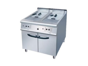 LM Gas 2-Tank 2-Basket Chips Fryer with Cabinet