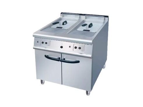 LM Gas 2-Tank 2-Basket Chips Fryer with Cabinet